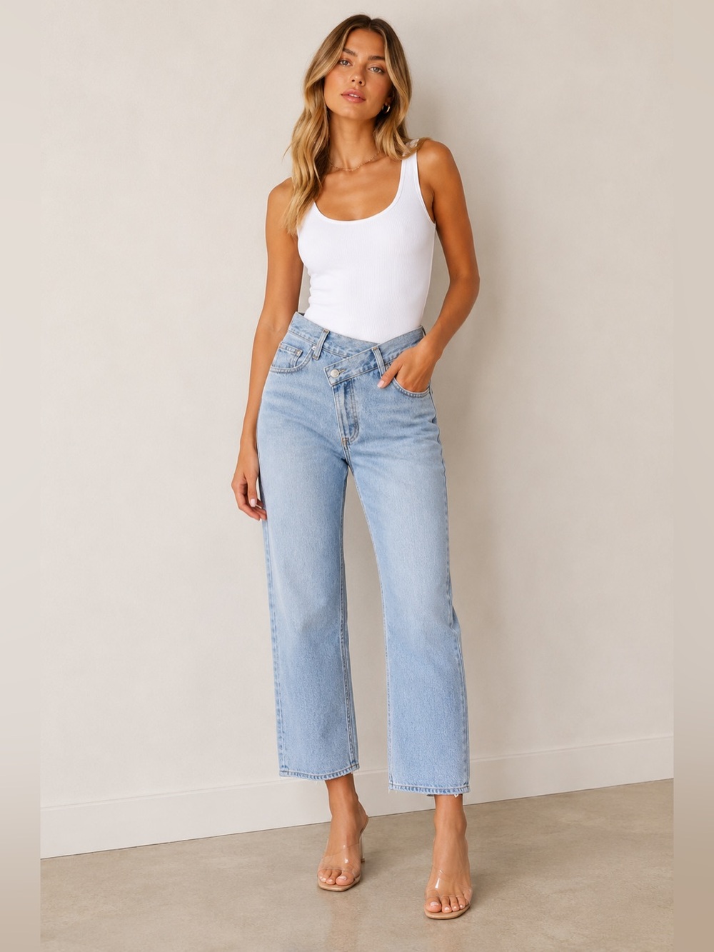 AGOLDE Women’s 22 Criss Cross Jean Light Wash Straight Leg Denim Jeans